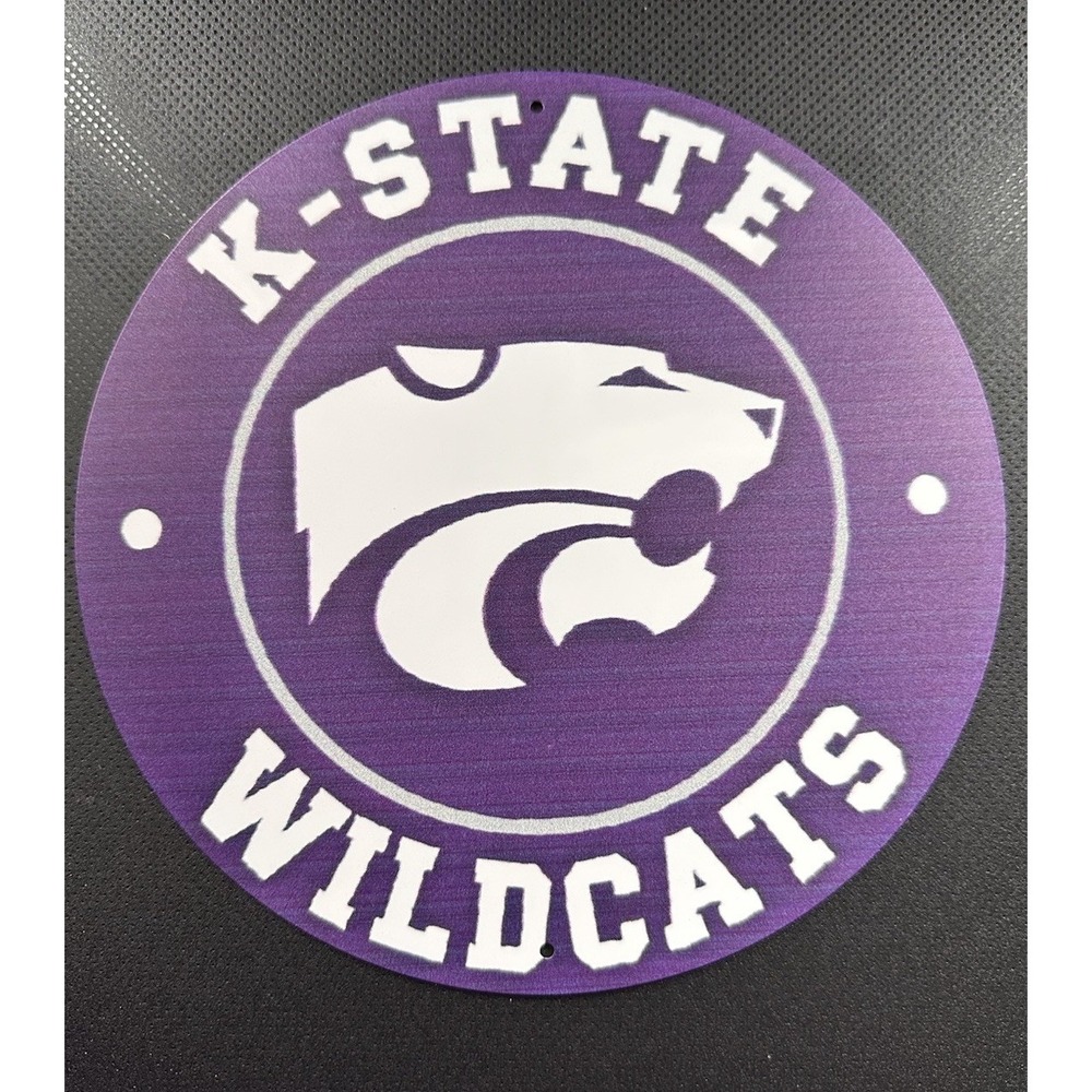 8x8 Tin Metal Round Sign Kansas State Wildcats  NCAA Bar Man Cave